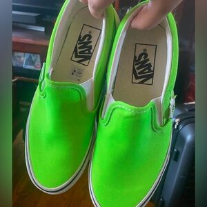 Brand new neon green slip on vans.